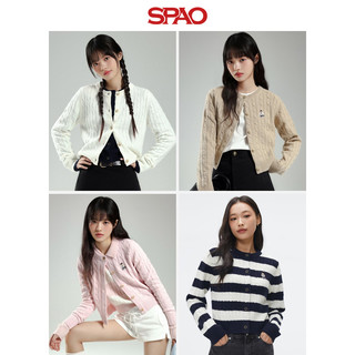 SPAO韩国同款2025年春季女士小熊Woodie毛衣开衫SPCKF12G51 象牙白 160/84A/S