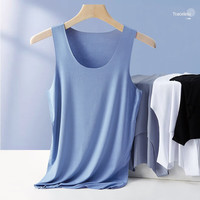 猫人(MiiOW)男士背心2件夏季莫代尔背心男无痕无袖运动休闲随心裁打底汗衫 纯黑+科技灰 2XL (130-150斤)