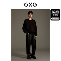 GXG男装  黑色字母印花简约微阔圆领卫衣 GEX13114143 黑色 M