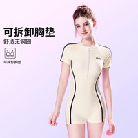 迪士尼游泳衣女士2025年专业连体温泉游泳馆平角游泳衣女 黑色+硅胶泳帽 M 【适合85斤-100斤】