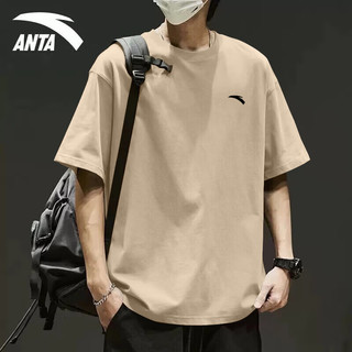 安踏（ANTA）冰丝速干短袖t恤男2025春夏季凉感透气休闲跑步运动半袖男 -10淡棕色【冰丝速干】 L /175 适合120-140斤