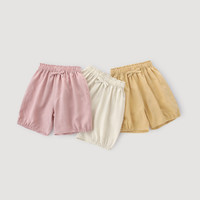 女宝宝花苞裤可爱甜美五分裤夏季女孩休闲裤儿童薄款裤子女童短裤 海棠果