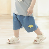 儿童牛仔裤男童2025夏季潮酷短裤女童休闲裤婴幼儿宝宝裤子 浅兰