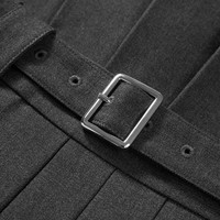 太平鸟女装2024年秋冬斯文百褶短裙 深灰 XL