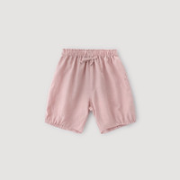 女宝宝花苞裤可爱甜美五分裤夏季女孩休闲裤儿童薄款裤子女童短裤 雾粉