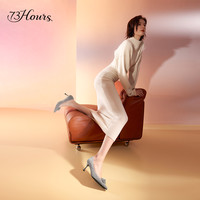 73hours女鞋巴黎晚宴秋季法式尖头灰色复古高跟鞋女通勤单鞋 37