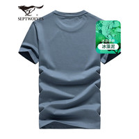 七匹狼短袖T恤男夏季冰藻泥圆领打底衫男士LOGO刺绣印花短T男装休闲上衣 009(蓝灰) 170/88A(L)