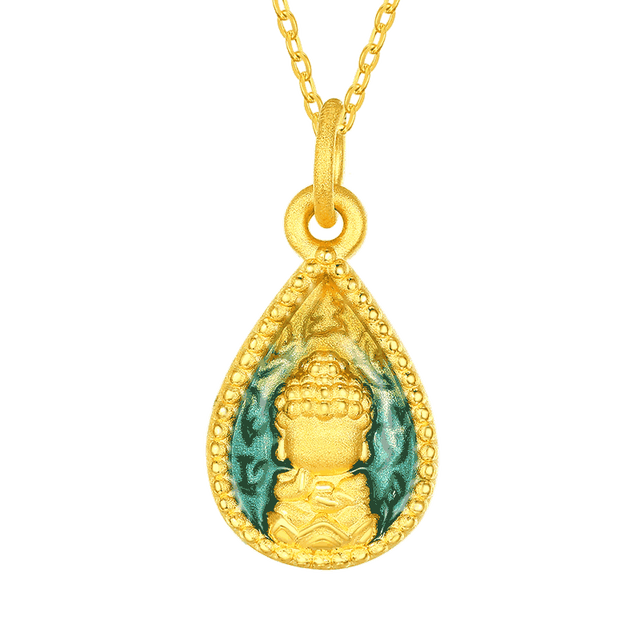 佐卡伊 珐琅彩无相佛足金吊坠 20g