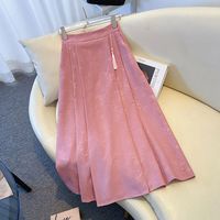 薇靡雅（WEIMIYA）国风提花粉色半身裙女装新中式马面长裙春2025气质a字百 米白色 2XL125-135