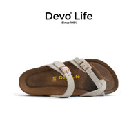 /的的的沃 Devo Life  的的沃 Devo Life   Life 软木拖鞋女休闲夹脚夹趾套趾夏季外穿复古平底凉拖26291 深棕 34