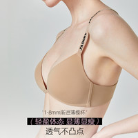 好奇蜜斯 粉底液法式内衣女夏薄大胸显小无痕三角杯无钢圈文胸罩肤