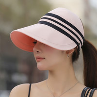 猫人空顶帽子女夏季新款防晒帽大檐遮阳可扎马尾渔夫帽时尚潮流太阳帽