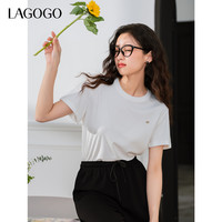 【莱赛尔】LAGOGO淡人贝壳标T恤女拉谷谷2025春夏短袖上衣 粉红色 S