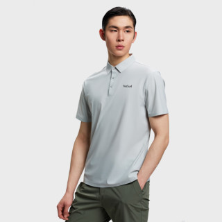 HOTSUIT后秀速干Polo衫夏季男翻领短袖高尔夫透气运动上衣 白灰 5XL