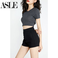 黑色牛仔短裤女紧身超高腰2025春夏韩版百搭a字弹力修身热裤 XS