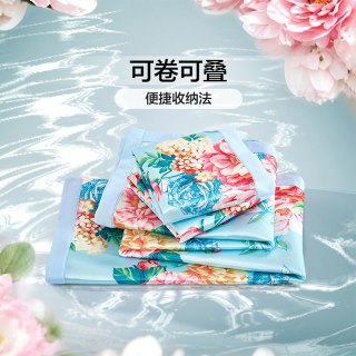 富安娜冰丝凉席夏季凉感空调软席子床笠款可水洗折叠宿舍凉席 天蓝色