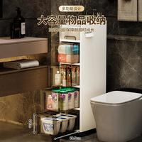 卫生间置物架浴室夹缝柜厨房冰箱窄侧边柜厕所储物柜洗手间收纳柜 【28CM宽-2层】底层脏衣篮