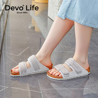 的的的沃 Devo Life  的的沃 Devo Life   Life Life软木拖鞋女休闲魔术贴外穿一字凉拖鞋23014 黑色 45