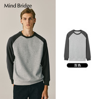 Mind Bridge MindBridge2025秋季圆领插肩袖卫衣男士韩系简约休闲撞色长袖T恤
