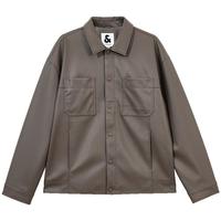 JACK&JONES 杰克琼斯 PU皮夹克男春季宽松休闲外套