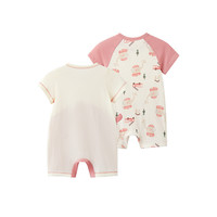 英氏 夏季婴儿连体包屁衣 大象襟哈 2件装（多款可选）