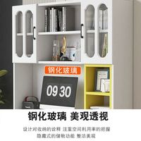 罗籍居2025实木书桌现代简约台式电脑桌书架一体家用学习写字桌书柜组合 浅桃色 160*60*195