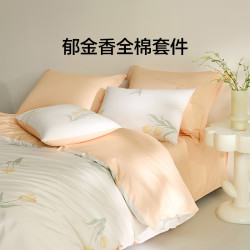 乐蜗家纺 超柔100%新疆棉床品四件套1.5米床