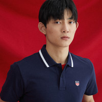 GANT【100%棉】甘特男全棉美式运动撞色翻领珠地网眼短袖POLO衫 433夜蓝色 M