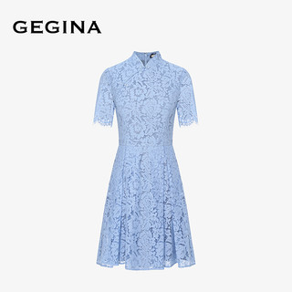 GEGINA吉吉娜早春季中式立领连衣裙蕾丝收腰古典气质裙子