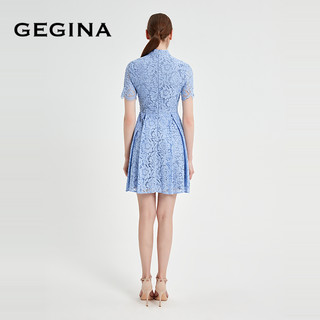 GEGINA吉吉娜早春季中式立领连衣裙蕾丝收腰古典气质裙子