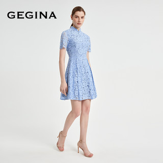GEGINA吉吉娜早春季中式立领连衣裙蕾丝收腰古典气质裙子