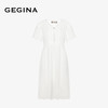 GEGINA吉吉娜蕾丝花拼接亚麻连衣裙白色收腰中长裙子气质
