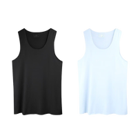 猫人(MiiOW)男士背心2件装夏季莫代尔背心男无痕无袖运动休闲随心裁打底汗衫 黑+白 2XL (141-160斤)