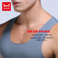 猫人(MiiOW)男士背心2件装夏季莫代尔背心男无痕无袖运动休闲随心裁打底汗衫 黑+白 L (90-120斤)