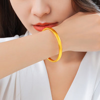 中国黄金(CHINA GOLD)黄金手镯足金泥鳅素圈手镯宽面轮胎镯光面金手镯母亲节 58圈口【约10.9g】