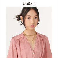 巴安斯 ba&sh 春夏穿搭老花系列气质长裙优雅V领排扣缎面连衣裙1E23MAME VIEUXROSE S /0