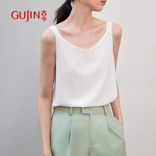 古今（GUJIN）冰丝吊带背心女缎面内搭无袖美背夏外穿百搭西装打底上衣白色L