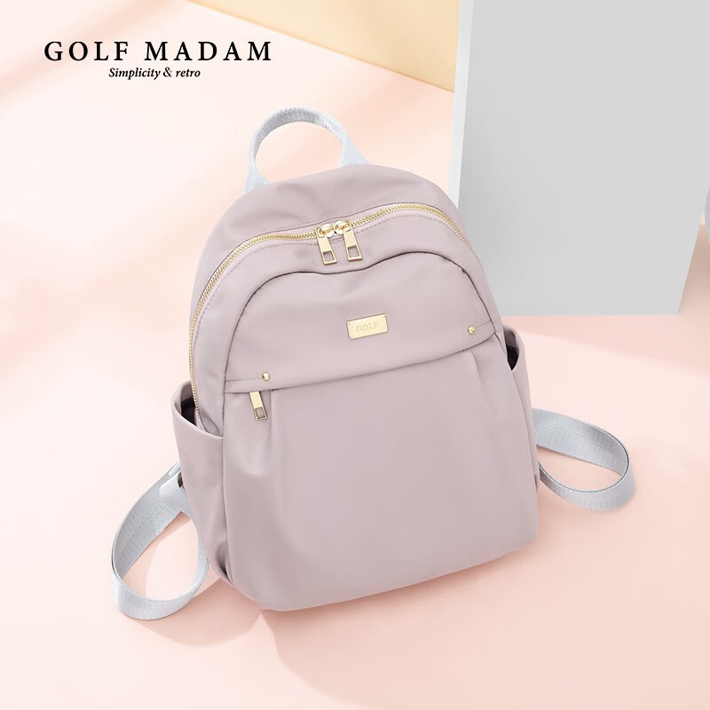 高尔夫（GOLF）双肩包女背包撞色潮流大容量减龄简约百搭女士背包多口袋