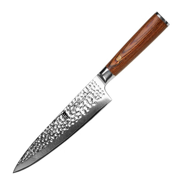 拓 白泽日式锤纹厨师刀大马士革切付牛刀家用菜刀切片切肉刀厨房刀具 白泽8寸厨师刀 拓牌