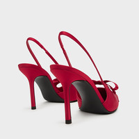 CHARLES&KEITH25春季缎面蝴蝶结尖头高跟凉鞋女CK1-60361556 Red红色 36