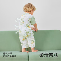 贝肽斯婴儿连体衣夏季薄款短袖男女宝宝睡衣透气纯棉新生儿衣服 田园时光 73cm