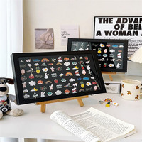 默然诺尔徽章展示框金属胸针收集防尘收纳盒相框勋章收藏pin架吧唧纪念板 小号黑色