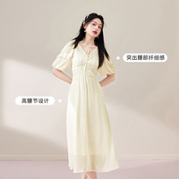 秋水伊人温柔甜美风雪纺连衣裙秋季新款女气质显瘦中长裙子