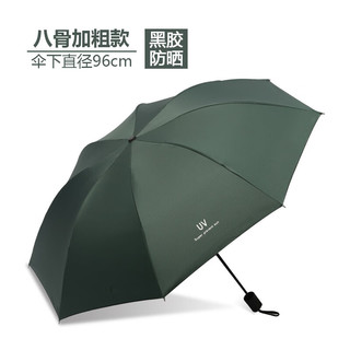 花幺里自动UV雨伞女晴雨两用太阳伞防晒防紫外线折叠遮阳伞 黑色八骨黑胶【手动款】