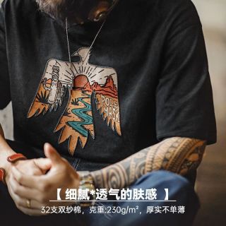 马登 100%纯棉重磅百搭涂鸦短袖