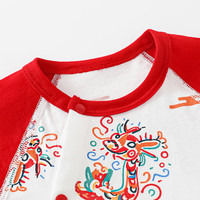 瑄妮薇新生儿衣服中国婴儿夏季满月短袖无骨连体衣宝宝哈衣爬服汤 夏季手版小飞龙 90cm