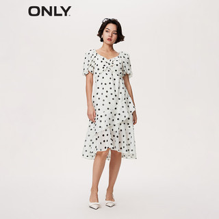 ONLY气质休闲V领中长款泡泡袖连衣裙女|123207156 H23  XS (155) 76A