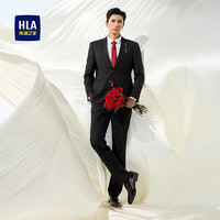 HLA海澜之家礼服套装男弹力松紧腰商务西服男 黑色条纹21-西服+裤子 180/96A 71~76kg