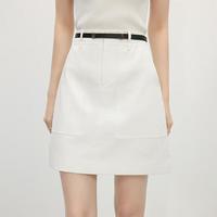 范思蓝恩白色气质A字半身裙女2025春新款棉麻高腰直筒短裙1241