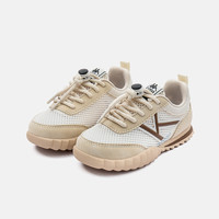 KAPPA KIDS卡帕童鞋夏季儿童网面休闲运动鞋男童亲子款轻便透气跑步鞋女童 米/卡其 33 码 内长21.0适合脚长20.0